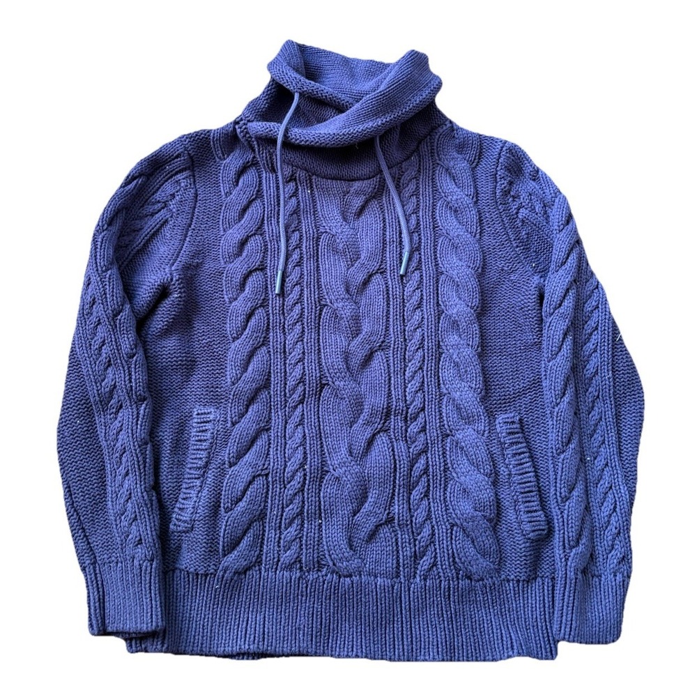 LL Bean Cable Knit Fisherman Sweater Cotton purple Women's Medium Petite